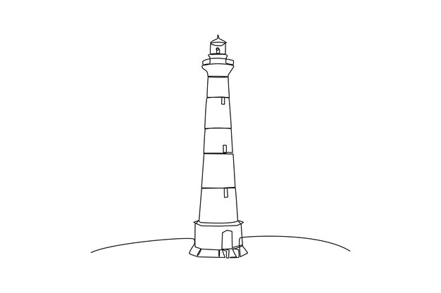 Vector single continuous line drawing mercusuar tower building architecture property isolated minimalism