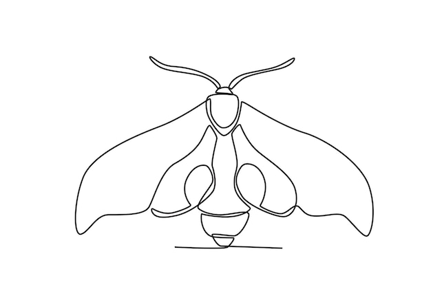 Vector a single continuous line drawing of an moth for the farm's logo identity single line drawing graph