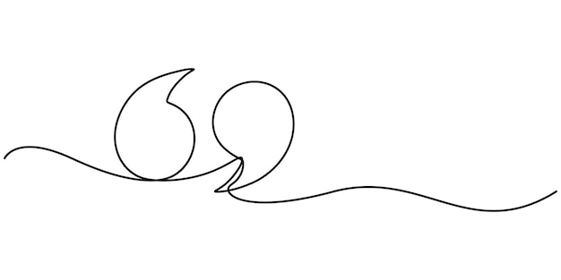 Single continuous line drawing of a quote mark One continuous line of a quote mark drawing Vector
