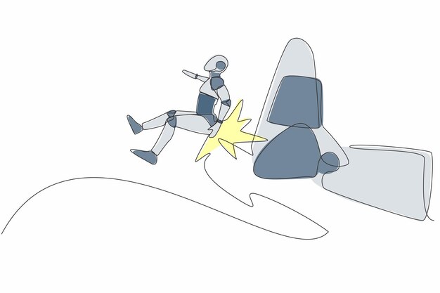 単一の連続ライン描きロボットが背中をった後空中で飛んで解雇されます