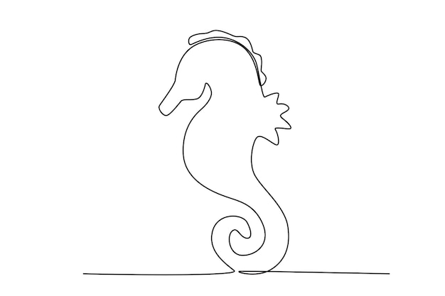 Premium Vector | Single continuous line drawing of sea horse tiny ...