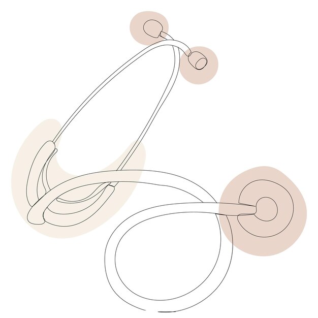 Vettore disegno a linea singola continua, schizzo, fonendoscopio