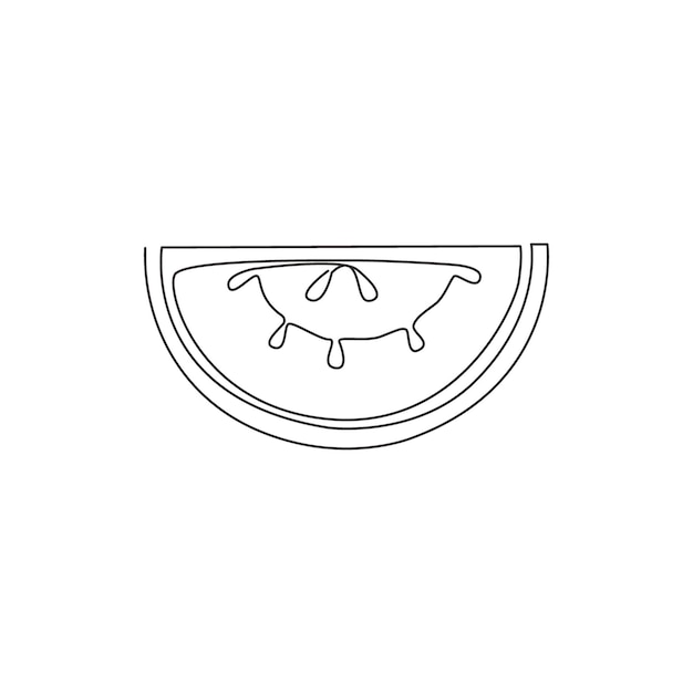 Single continuous line drawing sliced healthy organic watermelon orchard logo Fresh fruitage icon