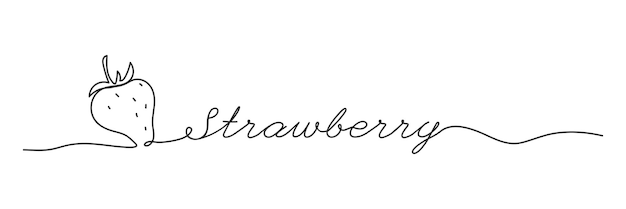 Vector single continuous line drawing of strawberries for orchard fresh berriesconcept for orchard logo