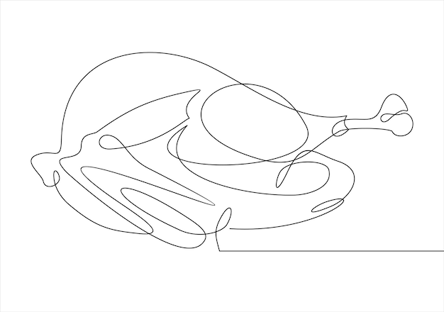 Single continuous line drawing of stylized delicious roasted