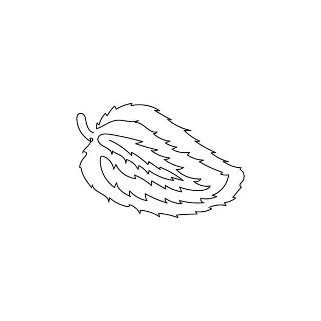 Single continuous line drawing of whole healthy soursop orchard logo Fresh summer fruitage icon