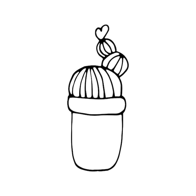 Один милый рисованной горшок с кактусом. Каракули векторные иллюстрации домашнее растение для свадебного дизайна, логотипа, поздравительной открытки или сезонного дизайна. Изолированные на белом фоне.
