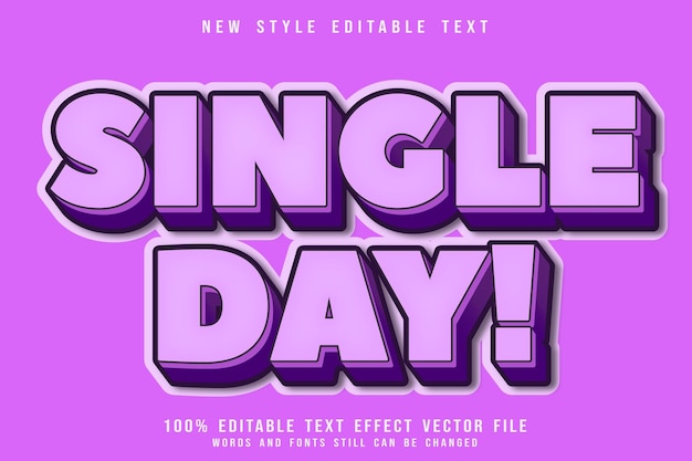 Single day editable text effect emboss cartoon style