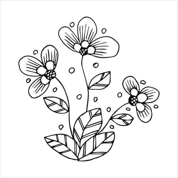 Single doodle element hand drawn flower for coloring design poster invitation postcard