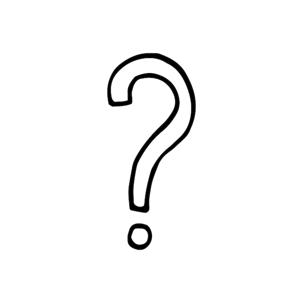 Single element of question mark in doodle business set. Hand drawn vector illustration for cards, posters, stickers and professional design.