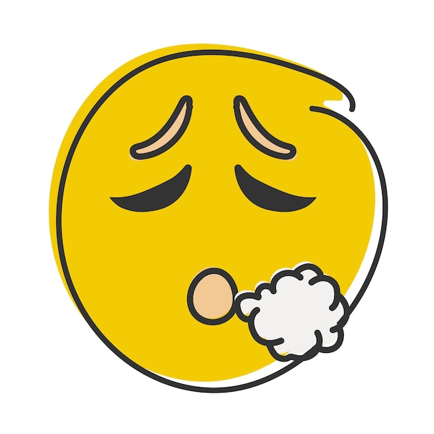Single emoji icon Fun icon EmoticonEmoji exhaling steam Hand drawn flat style emoticon