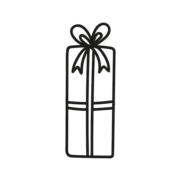 Single gift box doodle hand drawn vector illustration of present