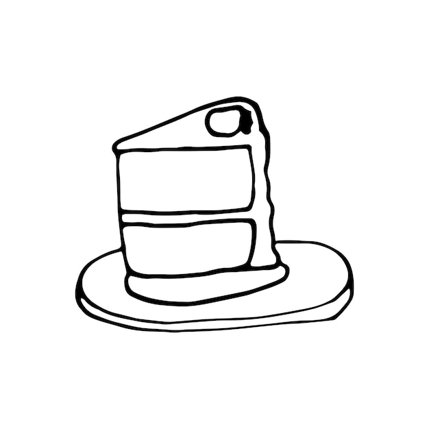 Single hand drawn cake. doodle vector illustration.