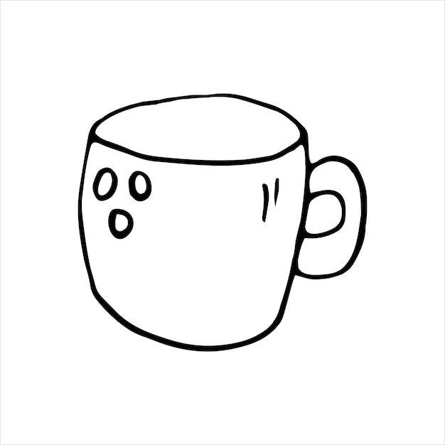 Single hand drawn cup of coffee, chocolate, cocoa, americano or cappuccino. doodle vector illustration.