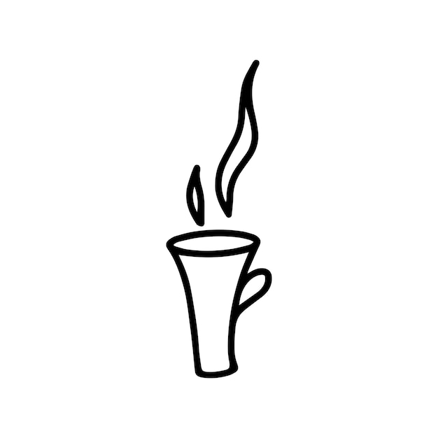 Одноручная чашка кофе, шоколад, какао-американо или капучино, векторная иллюстрация, смешная и милая иллюстрация для чайной вечеринки в кафе или остаться дома, изолированная на белом фоне