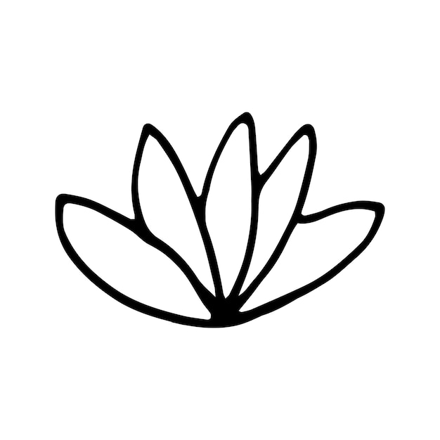 Vettore disegnato a mano singolo fiore ornamentale loto doodle illustrazione vettoriale isolato su sfondo bianco
