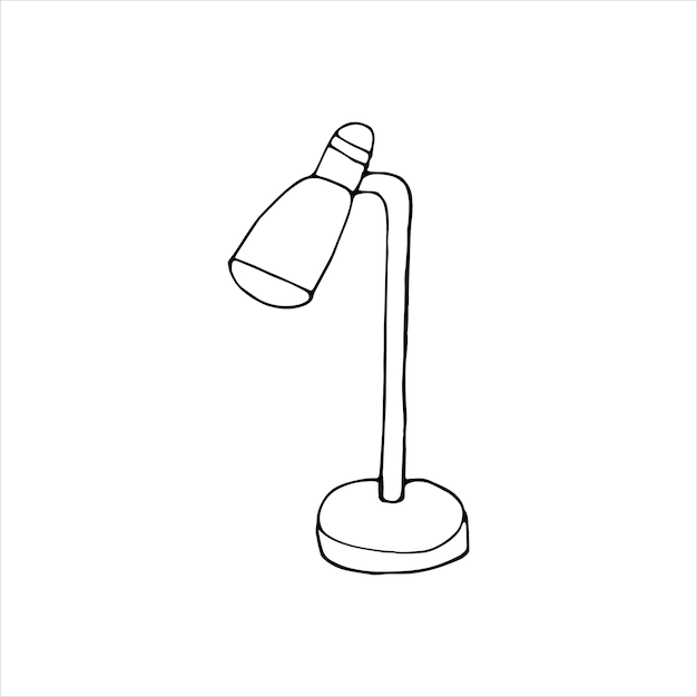 Single hand drawn table lamp. Doodle vector illustration. Home office. Cute element for greeting cards, posters, stickers and seasonal design. Isolated on white background