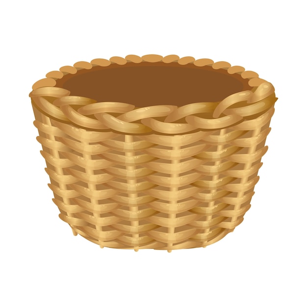 single handle wicker basket isolated illustration on white