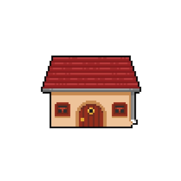 Vector single home in pixel art style