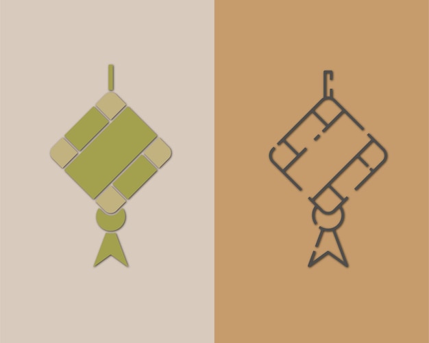 Vector single ketupat idul fitri icon asset