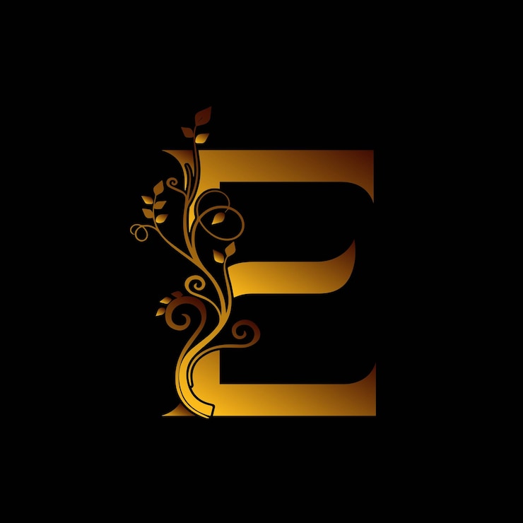 वेक्टर single letter floral decoration art in golden effect vector illustration