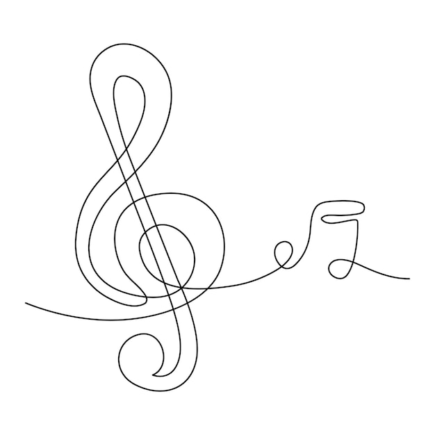 トレブル・クリーフと音楽音符の単行アート