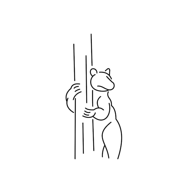 Single Line Bear Animal