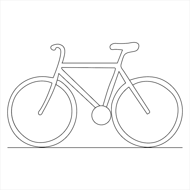 Single line continuous drawing of classic bicycle outline vector illustration