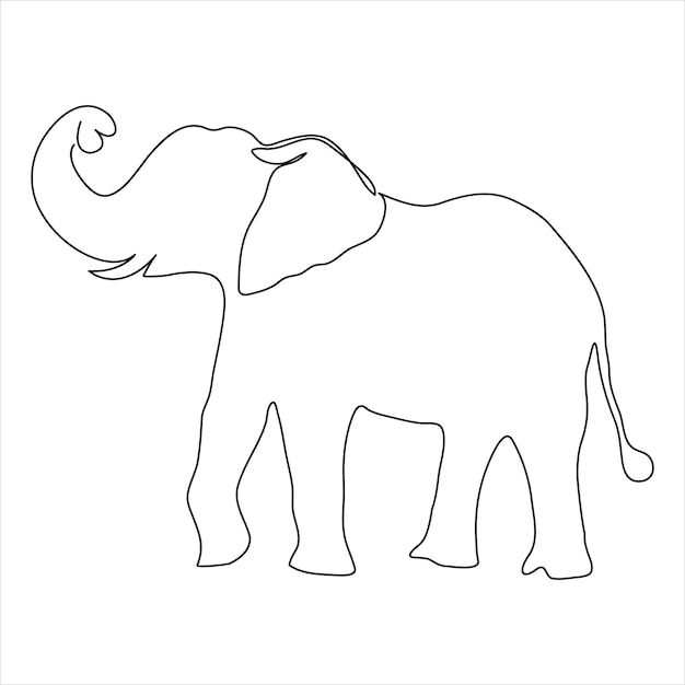 Vettore disegno continuo a linea singola di elefante e illustrazione vettoriale concept world wild life day