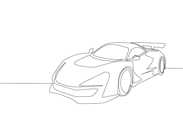 Single line draw of racing and rallying luxury sporty car Race super car vehicle transportation