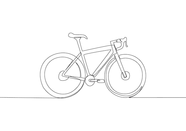 Single line drawing of mountain race bicycle logo Urban bike to work and go green movement concept