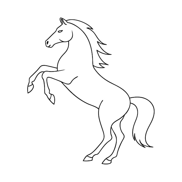single line drawing racing rearing and jumping horse
