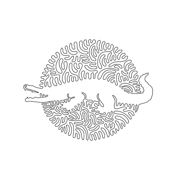 Vector single line editable stroke vector illustration of gruesome alligator for logo, poster print art