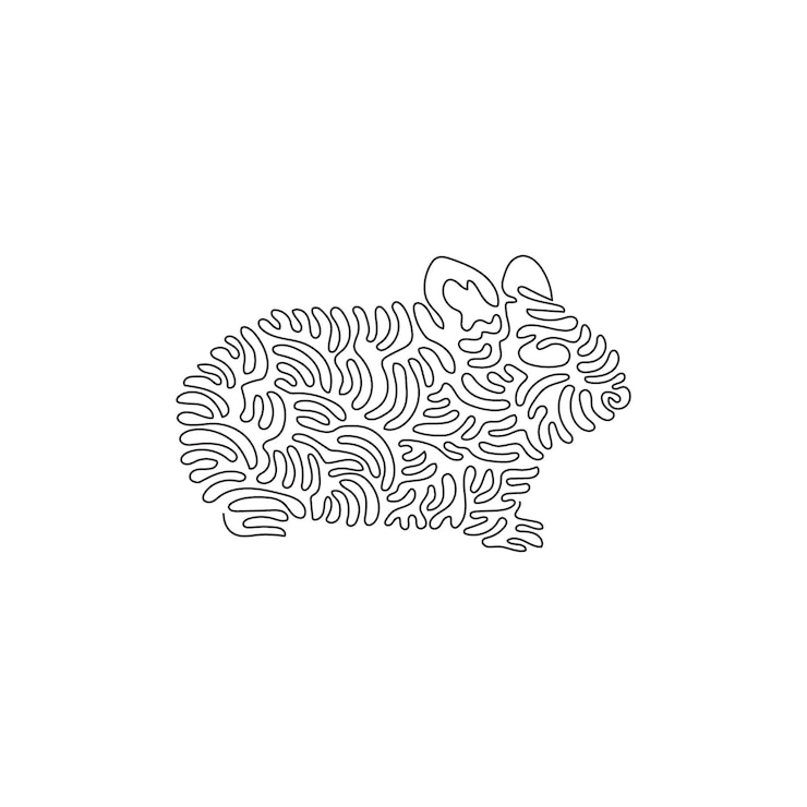 Vector single line editable vector illustration of friendly hamster for logo, wall decor, poster print art