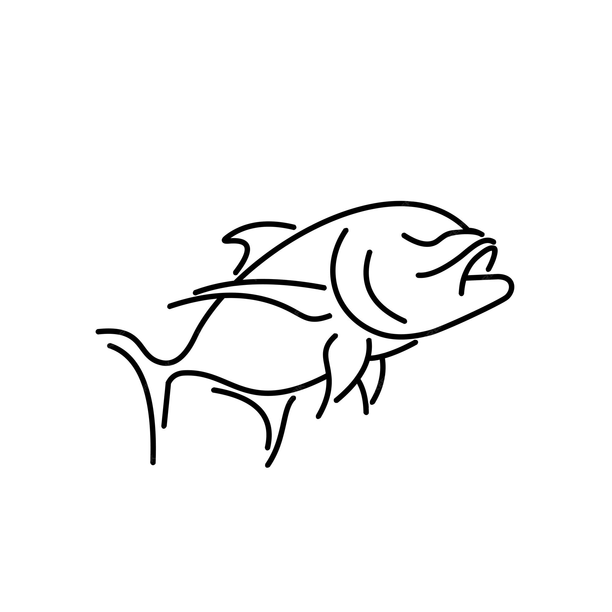 Premium Vector | Single line fish animal