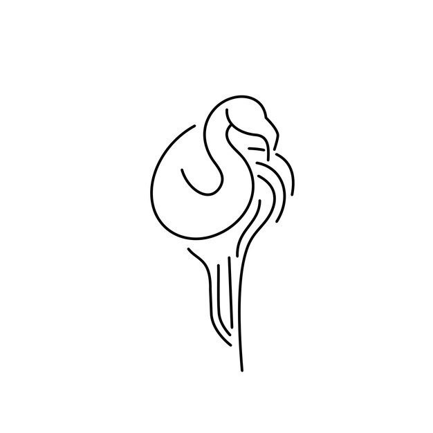 Single Line Flamingo Icon