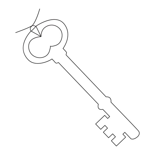 Vector single line key drawing of isolated vector object