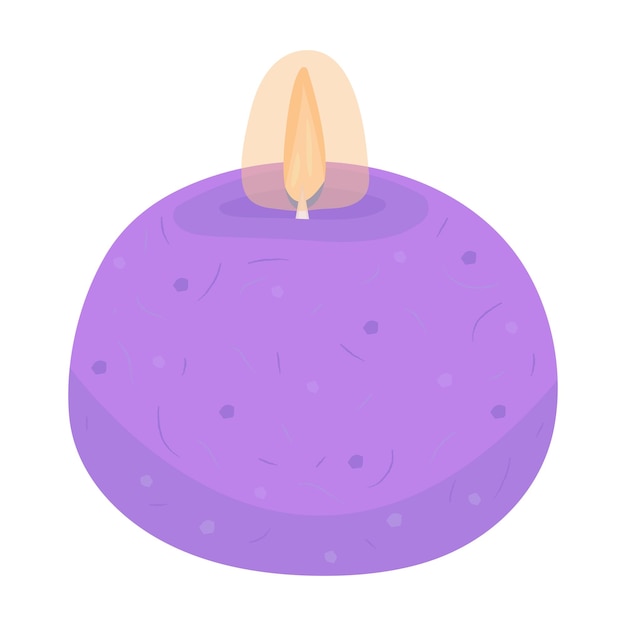 Vector single lit violet candle, colorful illustration