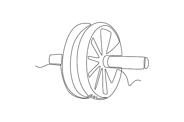 Single one line drawing abs roller Fitness equipment concept Continuous line draw design graphic vector illustration