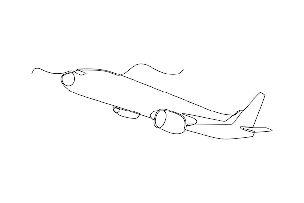 Single one line drawing airplane Air transportation concept Continuous line draw design graphic vector illustration