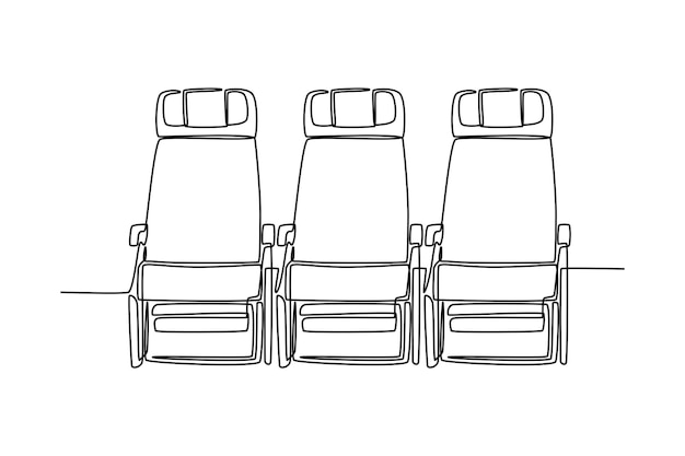 Single one line drawing Airplane seat Air transportation Concept Continuous line draw design graphic vector illustration