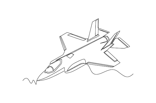 Единый рисунок одной линии Армейские ВВС и Военно-морской флот Военная концепция Непрерывный рисунок линии графическая векторная иллюстрация
