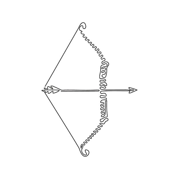 Vettore disegno a linea singola freccia e arco arma indiana per tiro con l'arco vettore grafico di design nativo con arco lungo