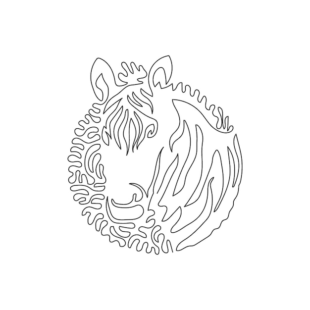 Vector single one line drawing of beautiful zebra for icon, symbol, company logo, wall decor, boho poster