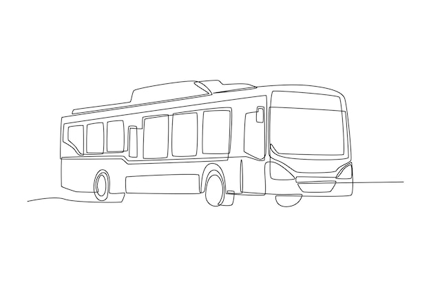 Vector single one line drawing bus vehicle concept continuous line draw design graphic vector illustration