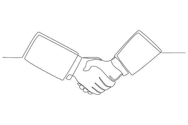 Disegno di una linea singola icona di handshake aziendale concetto di accordo commerciale illustrazione vettoriale grafica di disegno a linea continua