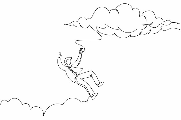 空から落ちるビジネスマンの一行絵 金融危機 職を失った人