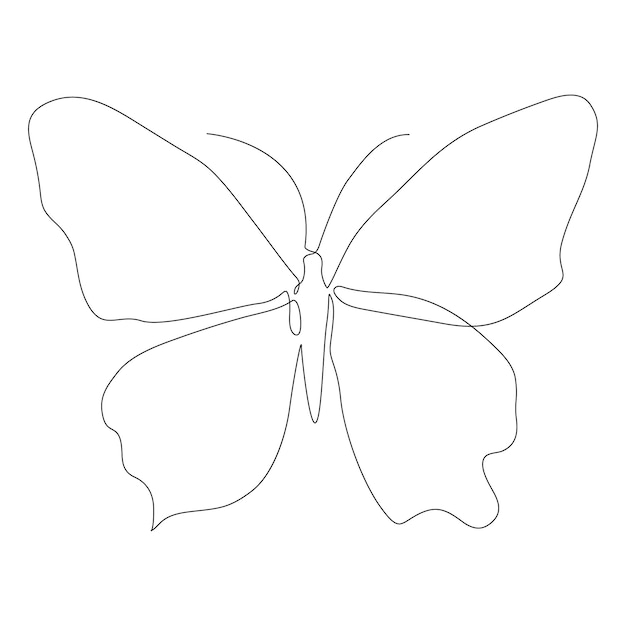 蝶の単一一線の絵 一線の蝶のハエの昆虫