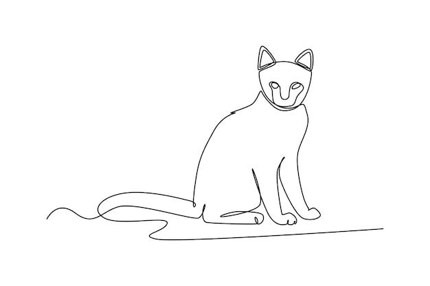 Single one line drawing cat Urban pets concept Continuous line draw design graphic vector illustration