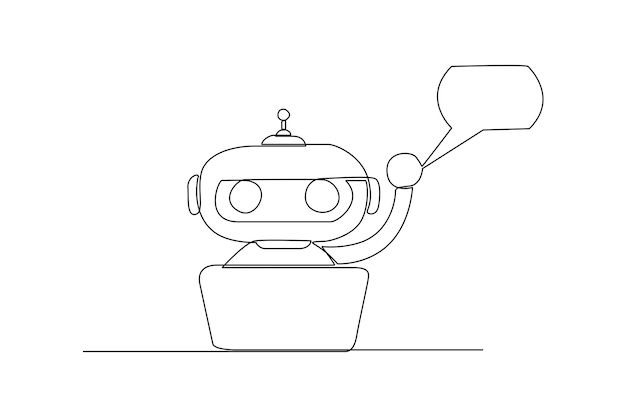 Single one line drawing chat with the robot Smartphone and laptop Chatbot concept Continuous line draw design graphic vector illustration